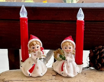 Vintage NAPCO Angel Candleholder 1950 MCM Retro Ceramic Christmas