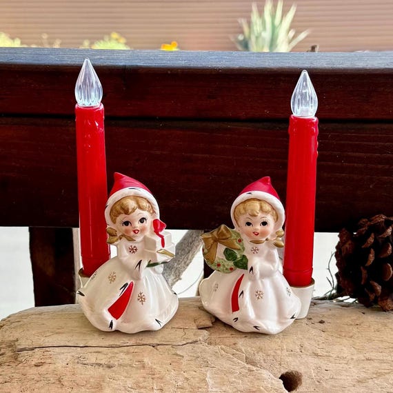 Vintage NAPCO Angel Christmas Candleholder 1950 MCM Retro
