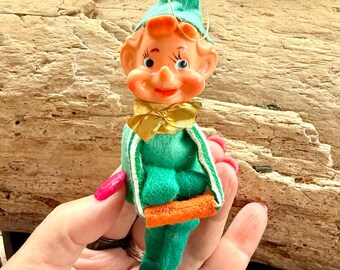 Vintage Delta Knee Hugger Elf Plastic Christmas Ornament 1950 1960
