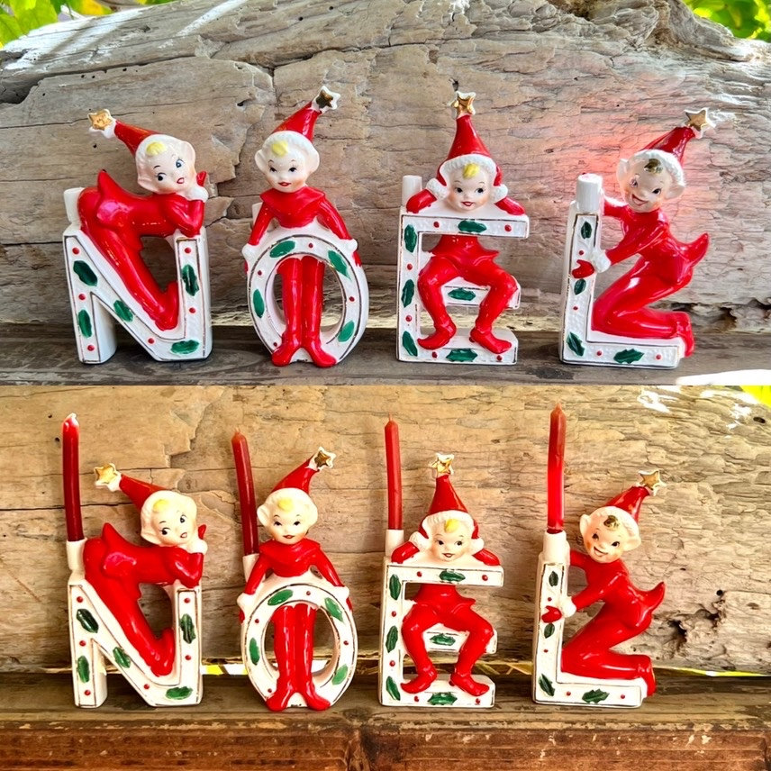 Vintage Pixie Elf Girls Christmas NOEL Figurine 1940 1950