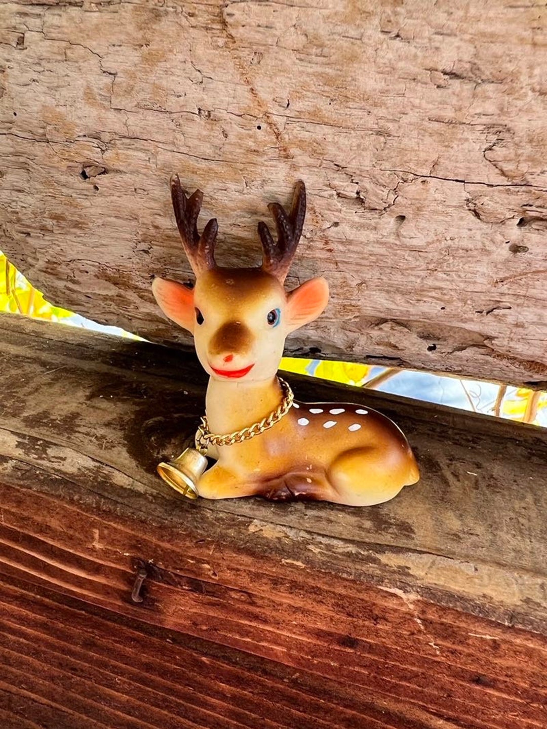 Vintage Reindeer Deer Christmas Ornament W/bell Swivel Head MCM 1960