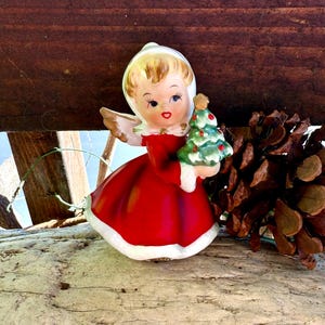 Vintage NAPCO Angel Christmas Figurine 1950 MCM Retro Angel Figurine Ceramic NAPCO Christmas Angel Christmas Tree Japan Retro Kitsch Decor