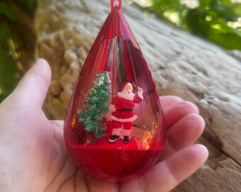 Vintage Jewelbrite Santa Christmas Ornament 1960 1970 Bottlebrush