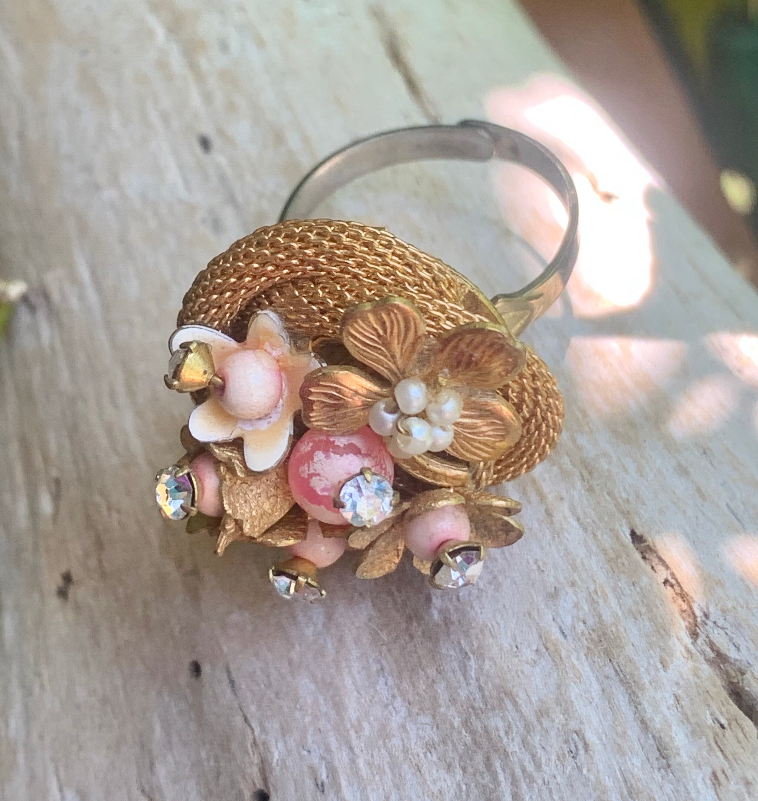 ヴィンテージパールフローラルリング MCM 1940 1950 パールフラワー