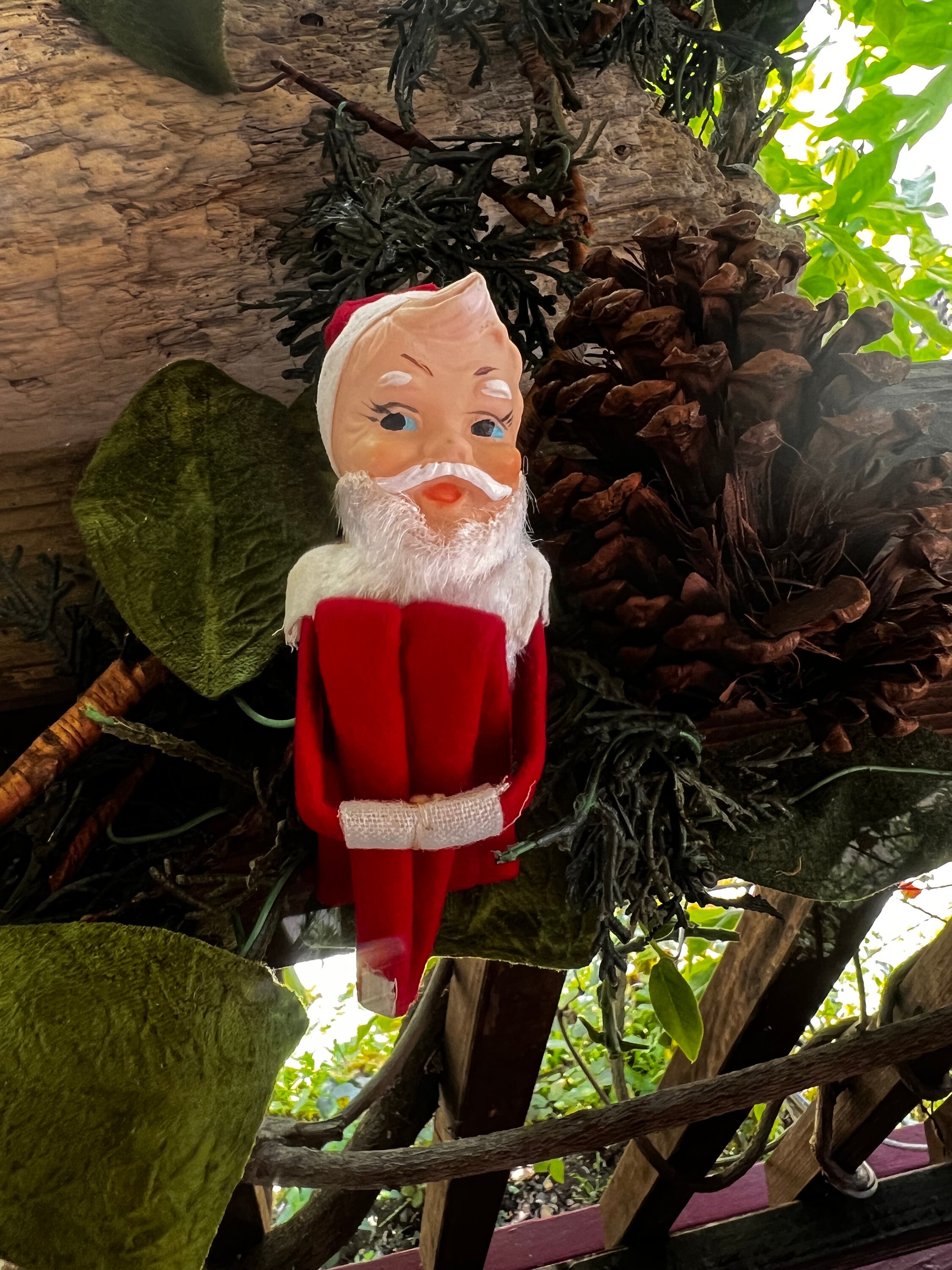* vintage ornament ୨୧ * ホワイト シープ mama Vintage Santa Knee Hugger Christmas Ornament MCM 1950 1960 4
