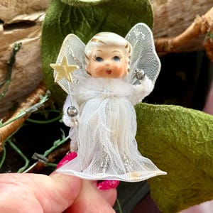 Vintage Tulle Angel Ornament Christmas MCM 1950 Ceramic Holt