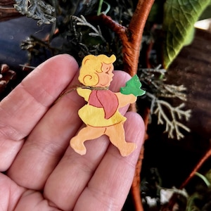 Vintage Erzgebirge Angel Christmas Ornament 1950 1960 Wooden Pink Angel Feather Tree Angel East Germany Retro Kitsch EasterDecor
