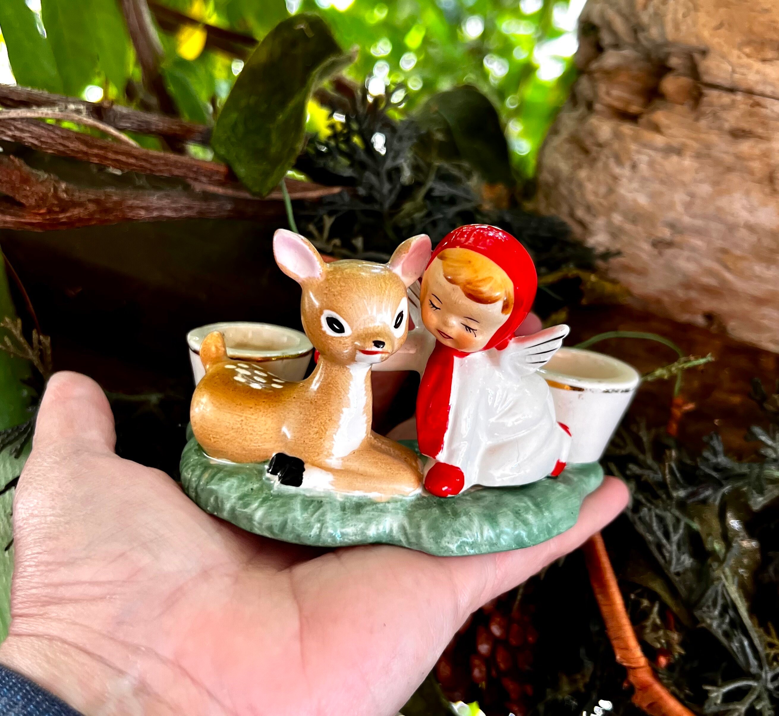 Vintage Holt Howard Angel Deer Candleholder MCM 1950 1959 Angel
