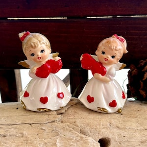 磁器製 ポースレン ヴィンテージ 天使 人形 ハート vintage angel Vintage LEFTON Angel Valentine Figurine 1950 1960 Mid Century