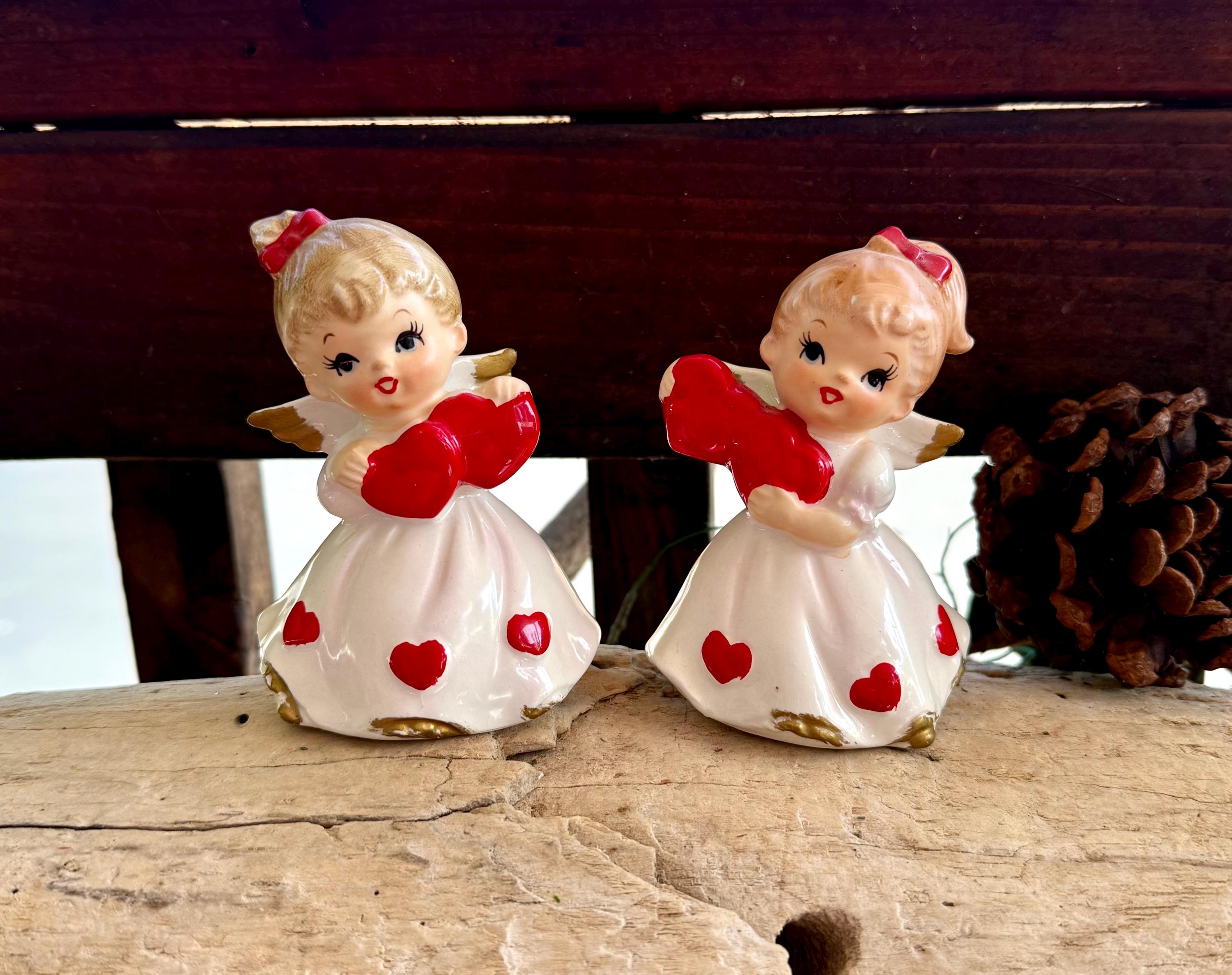 Vintage LEFTON Angel Valentine Figurine 1950 1960 Mid Century