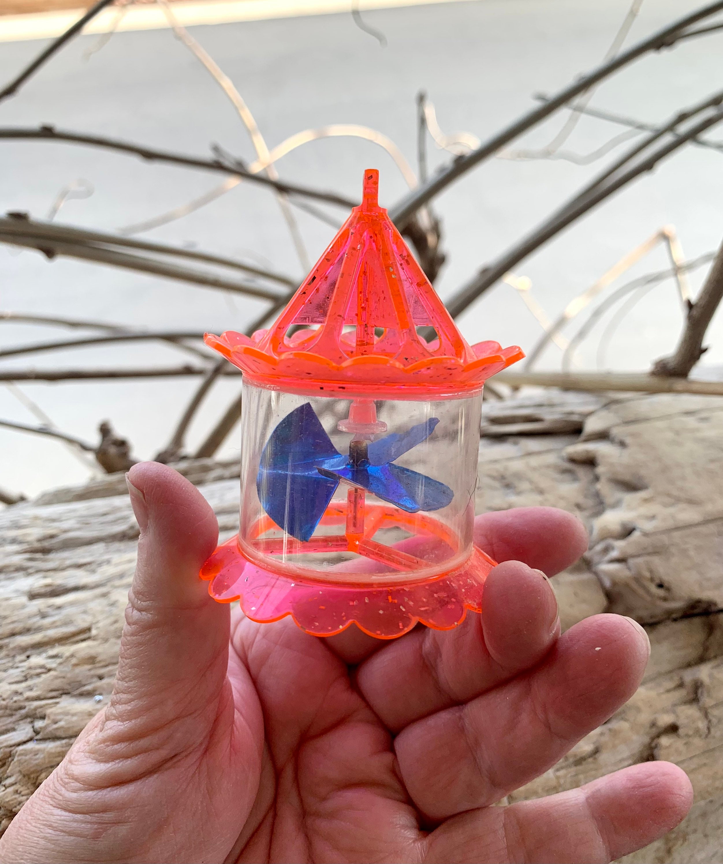 Vintage 1950 Spinner Twinkler Christmas Ornament MCM Plastic Bird