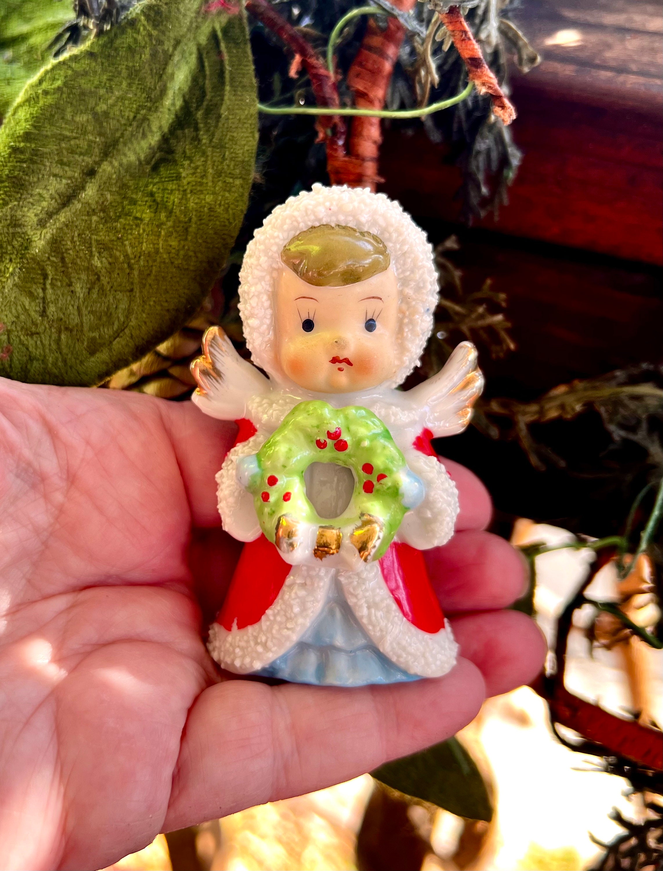 【入手困難新品未開封】Mr.E 赤ジャケ　ポージング人形　E.YAZAWA Vintage ENESCO Christmas Angel Wreath Gift Figurine 1950 MCM Retro