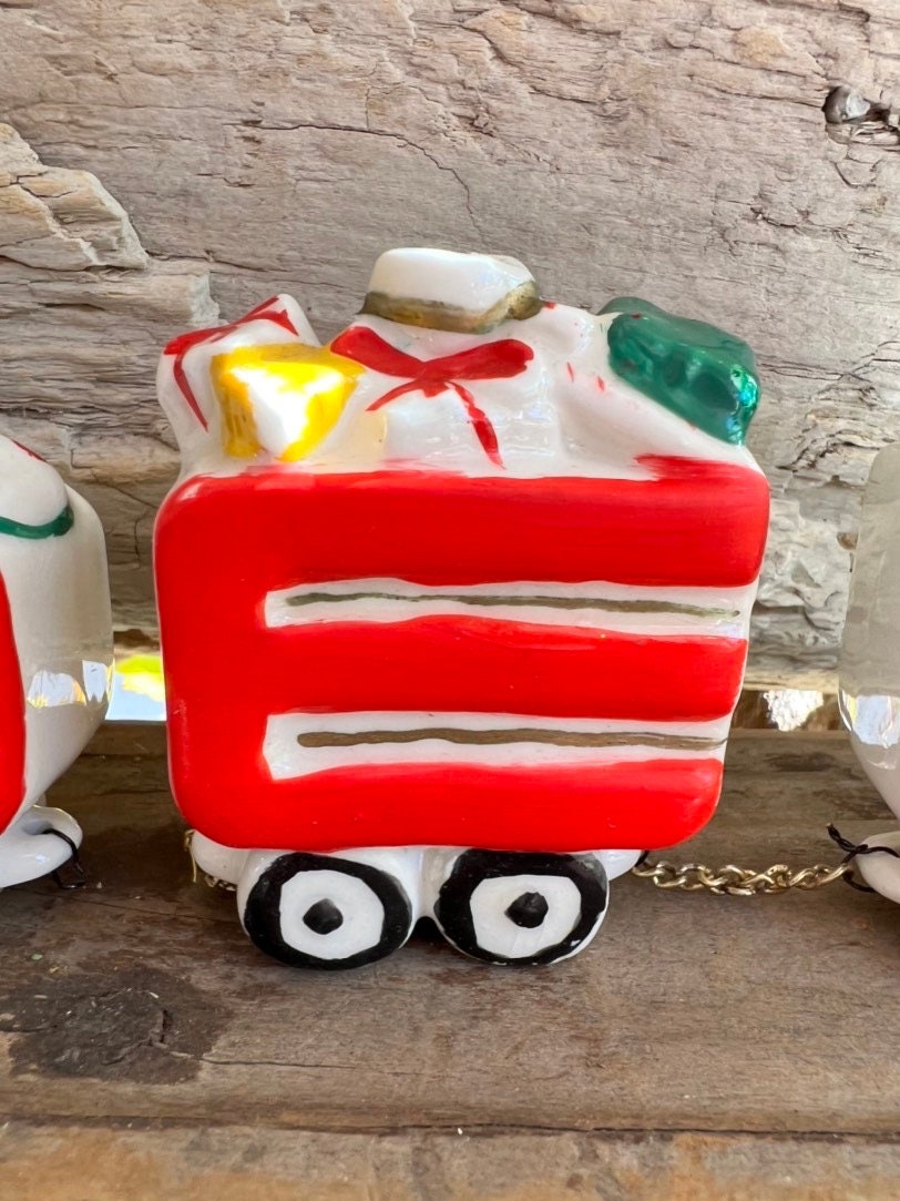 Vintage NOEL Christmas Candleholder 1950 MCM Santa Train Christmas