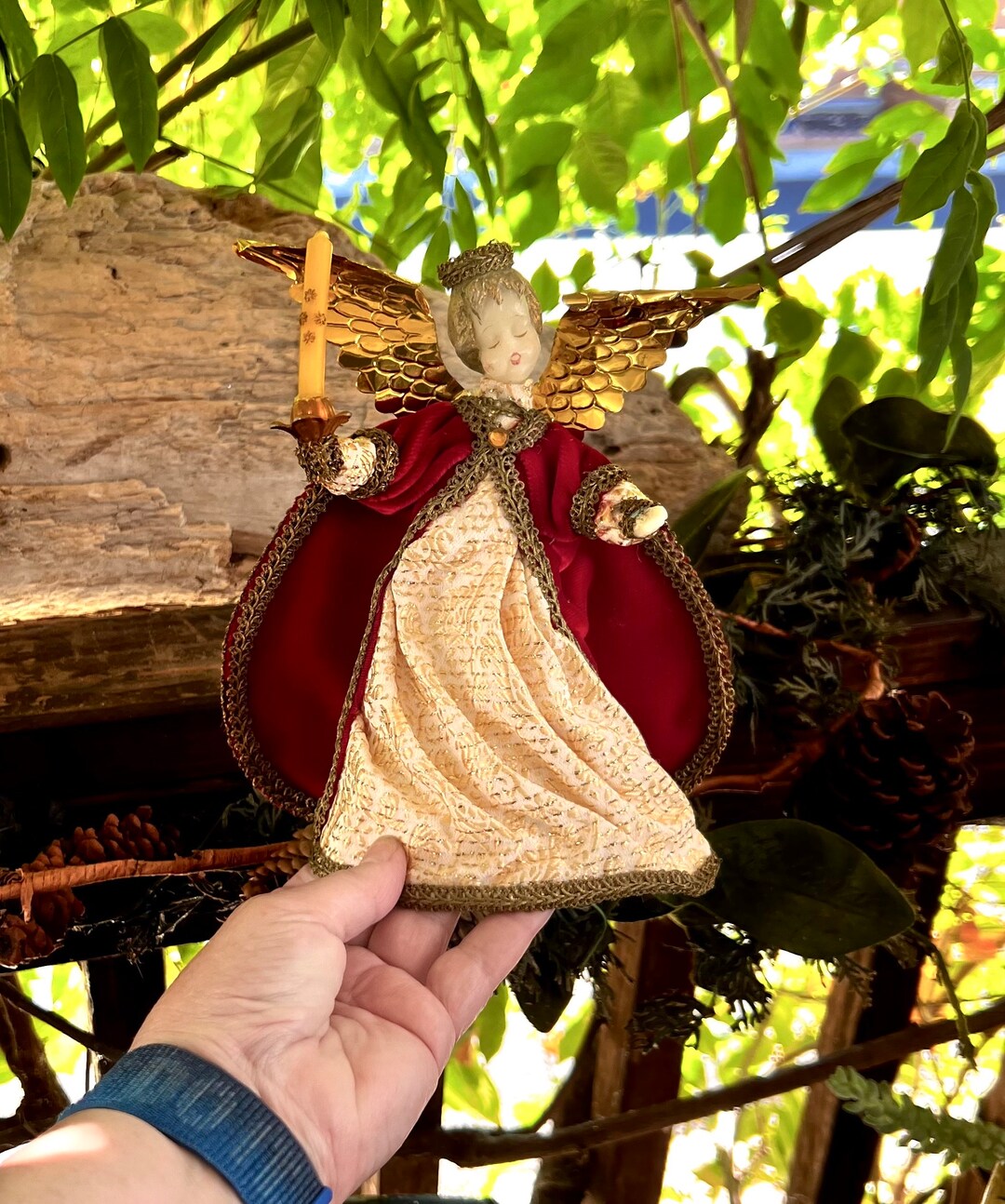 Vintage Angel Topper Angel Christmas Tree Topper 1960 1970 Koestel Red