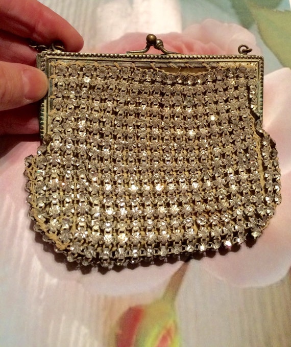 Beautiful 1920s French rhinestone evening purse - Ruby Lane