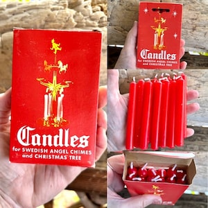 12 Vintage 4” Candles Red Christmas Candles  NOEL Candle Holder Replacement Candles Holt Howard Swedish Angel Chimes Valentines Day NOS