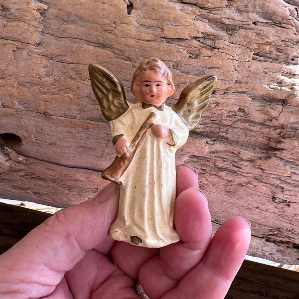 Vintage Gold Angel Christmas Ornament US Zone West German Western Germany Angel 1940 1950 Composite Valentine’s Day Easter Decor