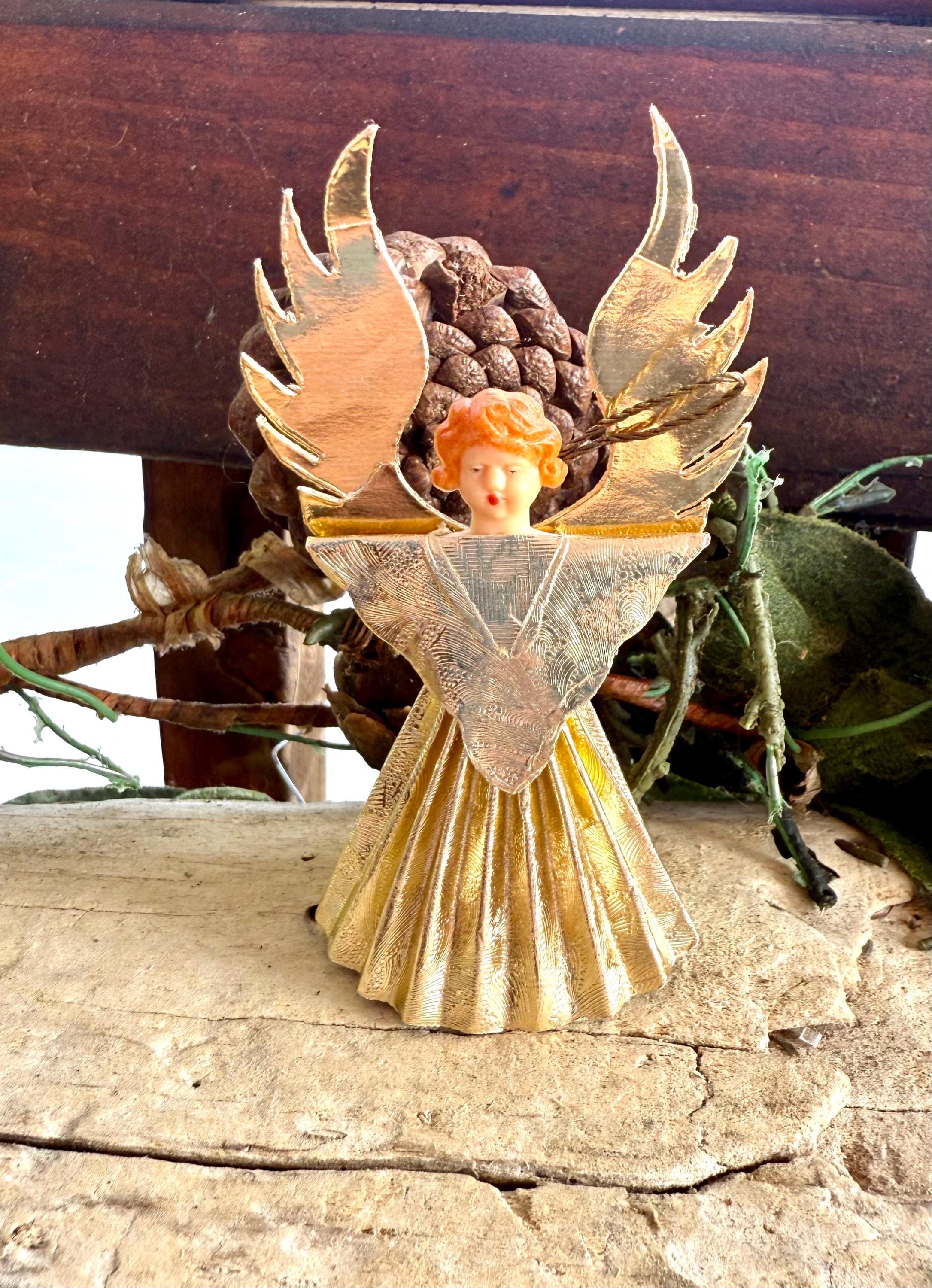 Vintage 1950 Foil Gold Angel Christmas Ornament West Germany