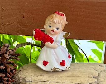 Vintage LEFTON Angel Valentine Figurine 1950 1960 Mid Century