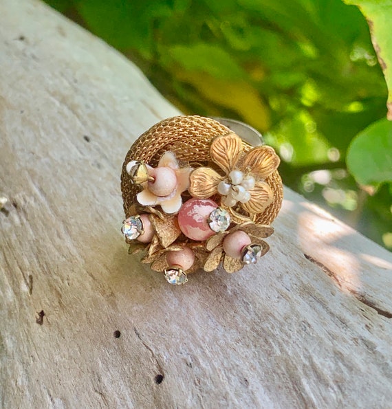ヴィンテージパールフローラルリング MCM 1940 1950 パールフラワー