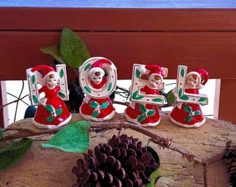 Vintage NOEL Choir Angel Christmas Candleholder Relco 1950 Retro