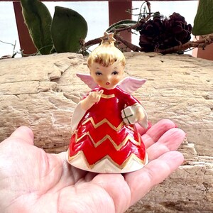 【ひまわり さま】vintage ornament ❀ かわいい 赤いおうち Vintage Holt Howard Angel Gift Bell Ornament LEFTON Trio Angel