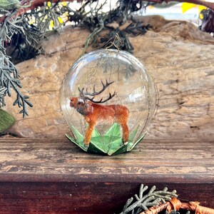 Vintage West Germany Blown Glass Diorama Kunstlerschutz Moose Elk