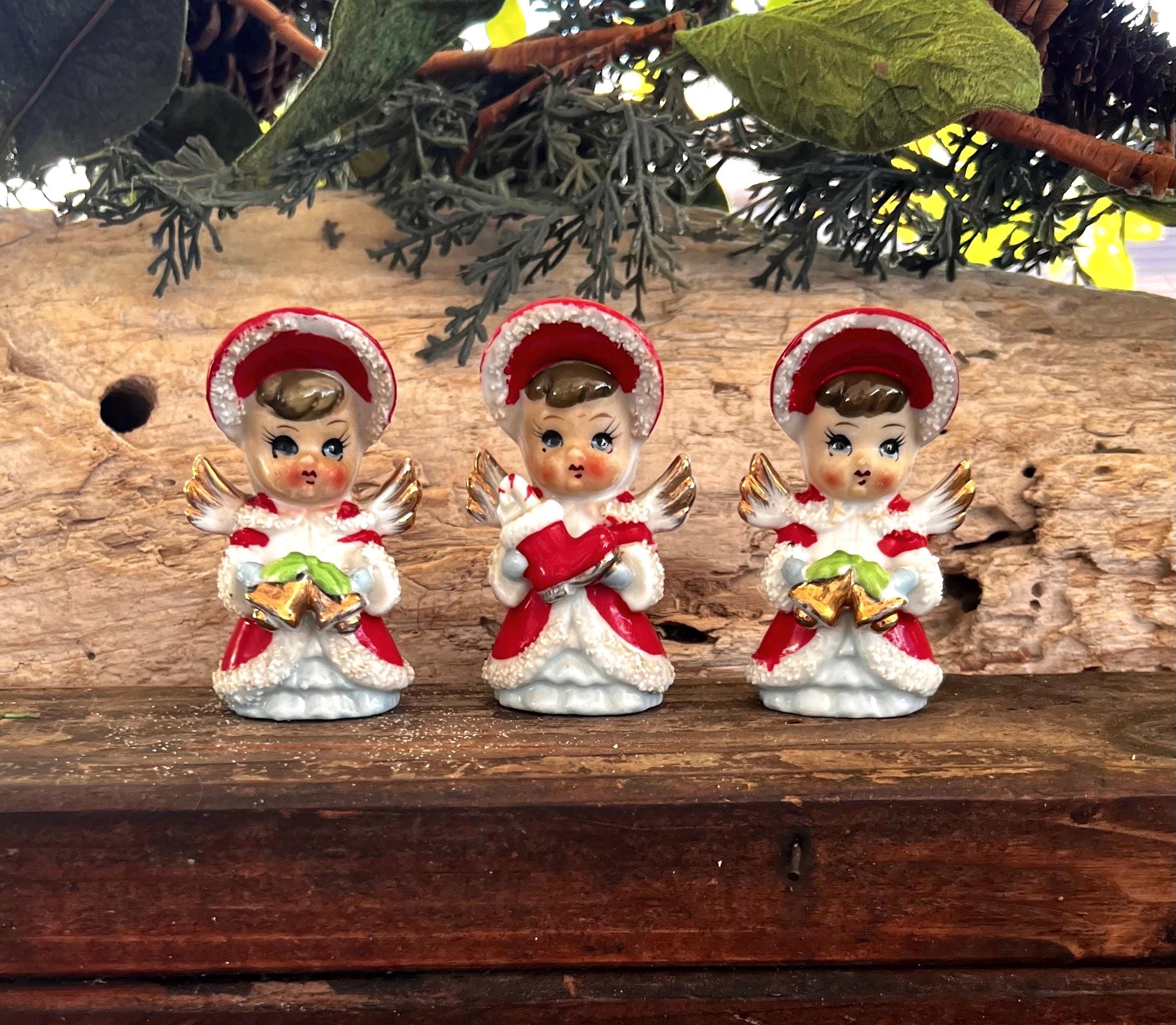 Vintage 1950 Christmas Angel Figurine MCM Ceramic Victorian Angel