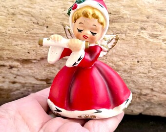 その他 ANGEL CHJMPAGNE Holiday Edition RED Vintage NAPCO Angel Christmas Figurine MCM 1950 Retro