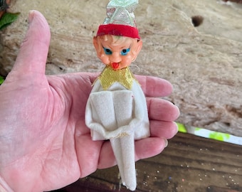 Vintage Mod Pixie Girl Christmas Ornament MCM 1960 1970