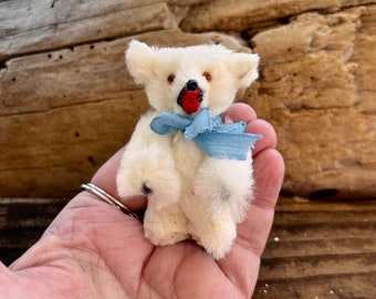 Vintage Fur Teddy Bear Christmas Ornament MCM 1960 Karl Schrickel Pelztiere Original Fur Animal West Germany Retro Kitsch Easter Decor MINT