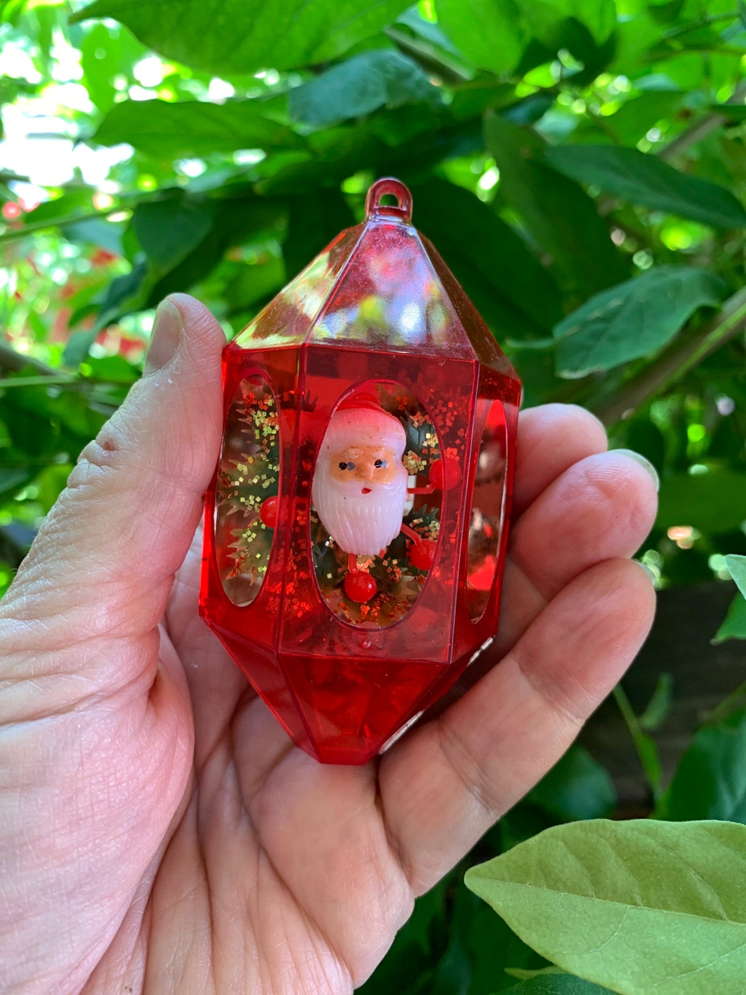 Vintage Jewelbrite Santa Christmas Ornament 1960 1970 MCM