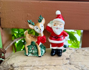 Vintage 1950 LEFTON NOEL Christmas Tree Hors D'oeuvre Salt Pepper