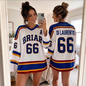 Briar University Di Laurentis 66 White Hockey Jersey, White Hockey Jersey, Briar U Sweatshirt,College Romance Hockey Jersey, Off Campus 2026