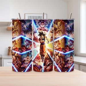 Goku 20oz Skinny Tumbler Wrap PNG | Pobieranie cyfrowe inspirowane Saiyanem | Projekt sublimacji na kubek | Natychmiastowe pobieranie
