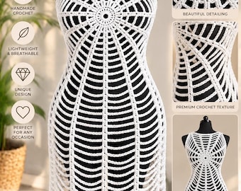 Crochet Spiderweb Dress PATTERN Beginner Circle Panel Mini Dress Boho Bikini Cover Up Halloween Crochet Pattern  Beach Autumn Dress Cape