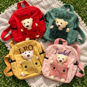 Personalised Teddy Bear Backpack Custom Name Kids Preschool Bag
