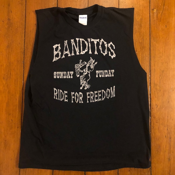 Vintage 90s Banditos Tank // Ride For Freedom // Men’s Small // Women’s M-L // Vintage Motorcycle Top