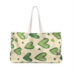 Green Heart Pattern Weekender Bag | St. Patrick's Day Shamrock Vibes