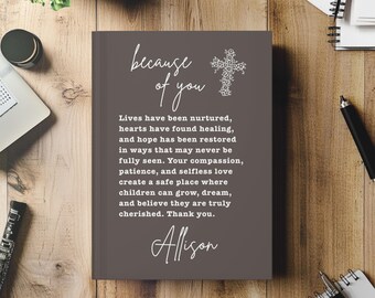 Child Psychologist Gift, Children's Therapist Notebook, Personalized Appreciation Journal
