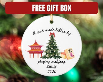 Mahjong Christmas Ornament, The Year I Learned Mahjong, Tile Player Gift, Game Night Giftable