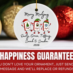 Merry Mahjong Ornament, Holiday Mahjong Tiles Personalized 2026, Girls Club Game Night Gift image 5