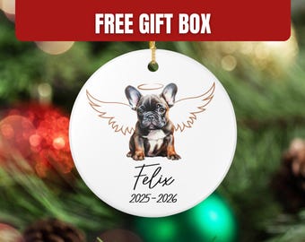 Pet Memorial Ornament, French Bulldog Keepsake, Custom Frenchy Owner Gift