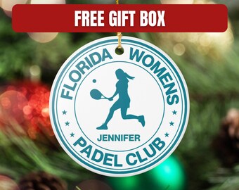 Padel Club Ornament, Womens Sports Keepsake, Gift for Padel Player, Personalized Tennis Giftable