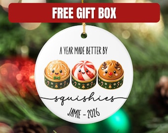 Squishies Christmas Ornament, Squishy Lover Gift, Needoh Squishy Tree Decoration, Festive Dumplings