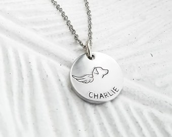 Personalized dog memorial necklace, dog loss necklace, custom name dog angel necklace, dog lover necklace,pet remembrance jewelry