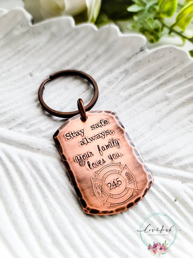 mom firefighter gift Firefighter keychain firefighter keychain stay safe we love you personalized firefighter gift gift for firefighter