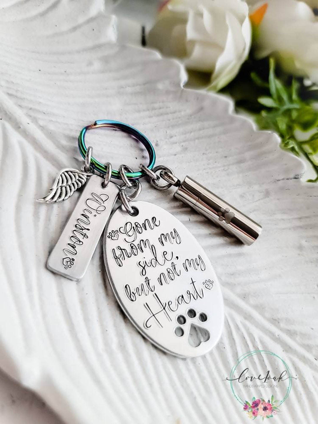 Personalized Pet Urn Keychain, Pet Loss Keychain, Cremation Keychain