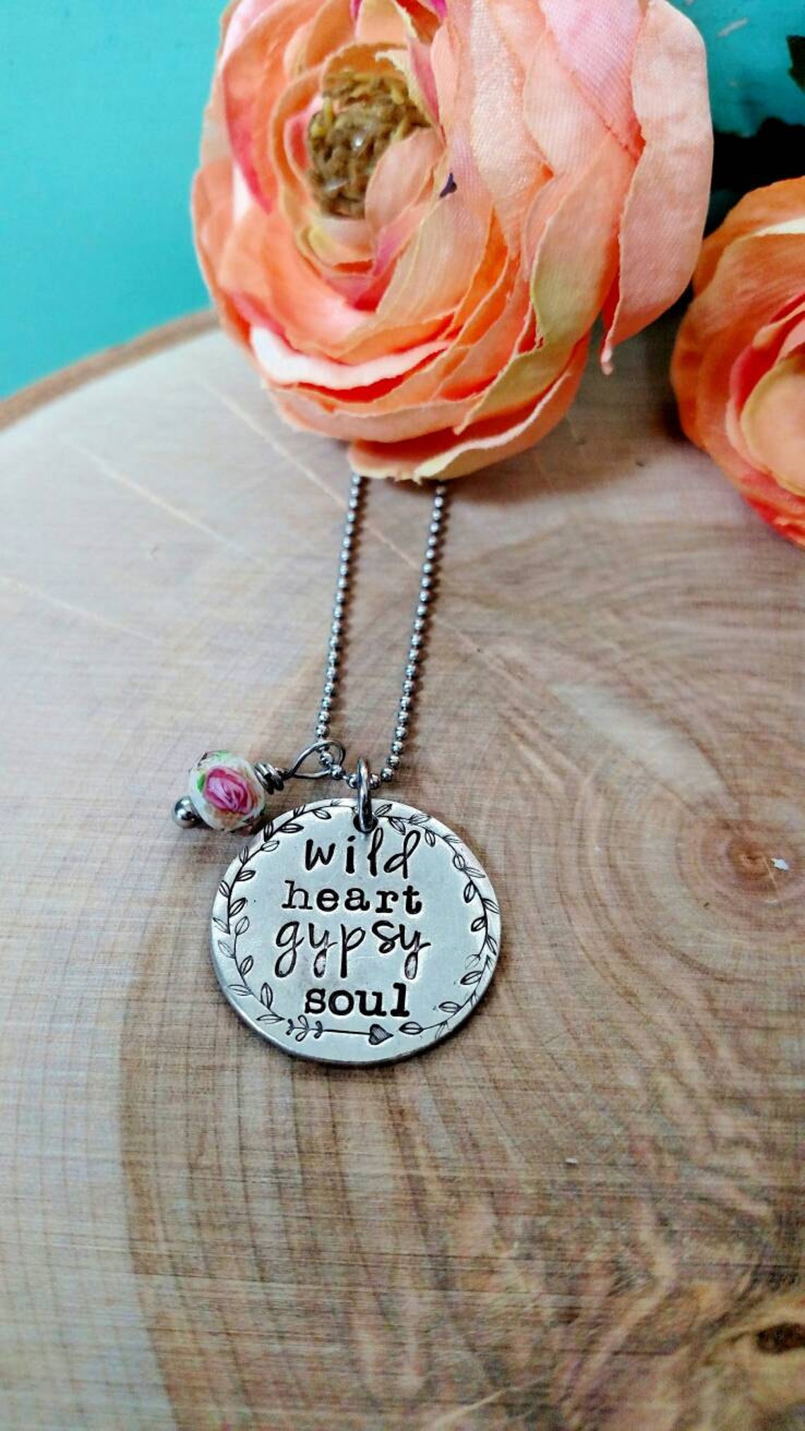 Gypsy heart pink necklace Clearance