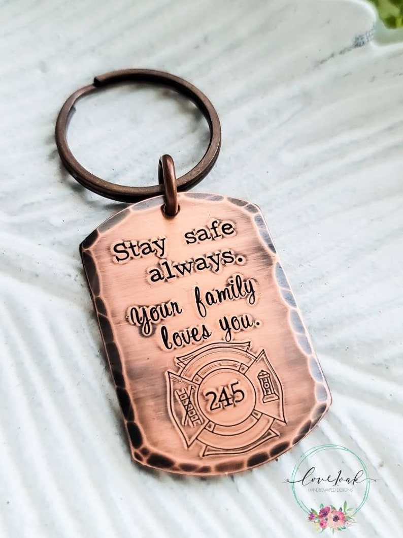 mom firefighter gift Firefighter keychain firefighter keychain stay safe we love you personalized firefighter gift gift for firefighter